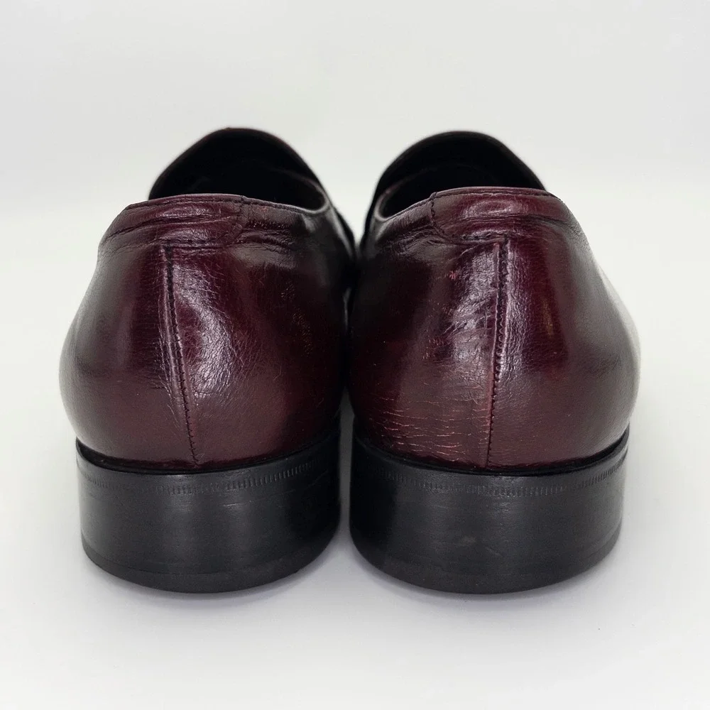 Florsheim Men's Size 8D Loafers Burgundy Leather Braided Dress Shoes USA 33472